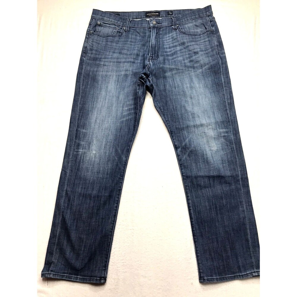 LUCKY 410 Athletic Slim Jean Men 38x32 (40x32) Whisker Dark Wash Denim Blue